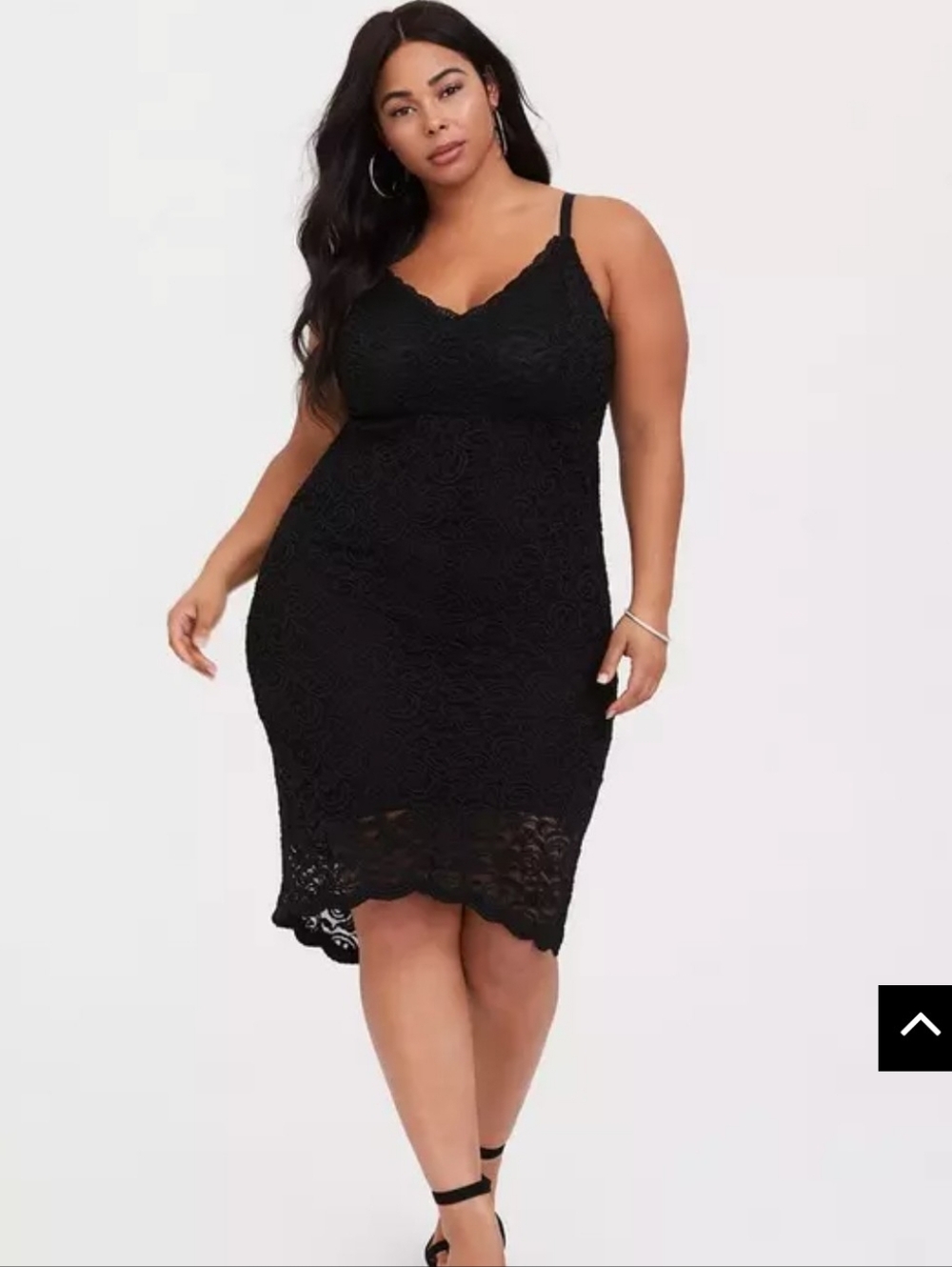 Torrid Plus Size 4 Black Lace All Over Scalloped Trim Adjustable Straps V-Neck